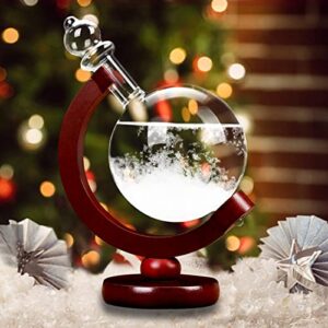 Storm Glass Creative Nordic Style Decorative Fashionable Wooden Base Bottle Home and Office Globe Decor for Shelf and Tables Holiday Decorations