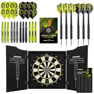 WINMAU MvG Mighty Mike Dartboard Cabinet Set - Includes Bristle Dartboard