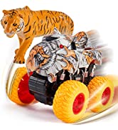 TOEY PLAY Kids Monster Truck Toy Dinosaur Pull Back Cars, Large 4WD Off-road Stunt Car Friction P...