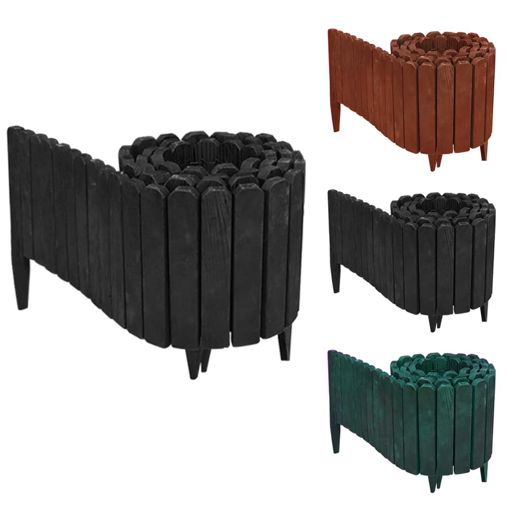 Ram® Wooden Wood Garden Lawn Edging Flexible Decorative Lawn Garden Plant Border 203CM X 30CM BLACK
