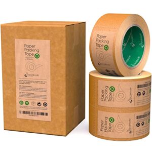 Pandabode Kraft Paper Packing Tape 48mm x 50m | Brown Paper Tape for Strong Parcel Packaging | 3 Pack | Recyclable & Eco Friendly (3)