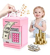 Piggy Bank for Kids Boys Girls Money Bank Machine with Password/ Music Auto Scroll Cash Safe Box ...