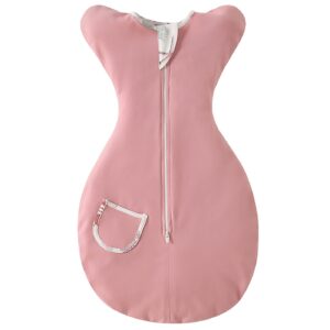 ZIGJOY Baby Swaddle Transition Sleeping Bag with Arms Up Cotton Baby Wearable Blanket with 2-Way Zipper 0.5 TOG Lightweight Newborn Swaddle for 3-6 Months Boy Girl Infant Pink
