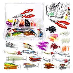 Homealexa 123 PCS Fishing Lures Sea Bass Set Mixed Tackle/Floating Fishing Lures Hook Fishing Accessories Kit Set with Storage Box