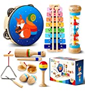 Sweet time Kids Drum Set, Baby Musical Instruments Toys for Toddlers, 6 in 1 Wooden Percussion In...