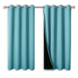 PONY DANCE 100% Blackout Curtains for Kids Bedroom - Thermal Curtain with Black Liner Noise Reducing Energy Saving Home Décor Window Treatment Panels with Eyelets