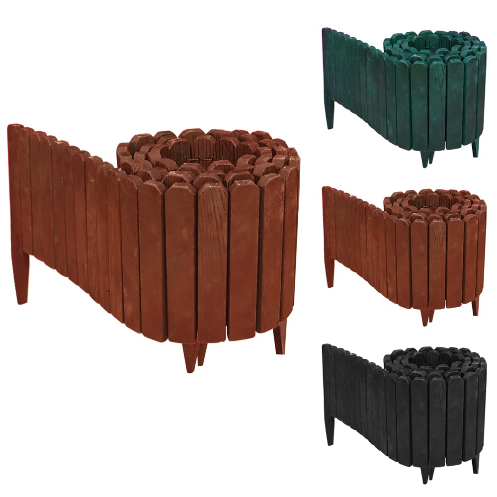Ram® Wooden Wood Garden Lawn Edging Flexible Decorative Lawn Garden Plant Border 203CM X 30CM BROWN