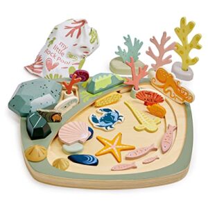 Tender Leaf Toys My Little Rock Pool - Wooden Open Ended Montissori Sorting Tray For Kids