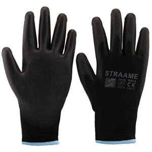 Straame Pack of 12 or 24 Black Safety Work Gloves