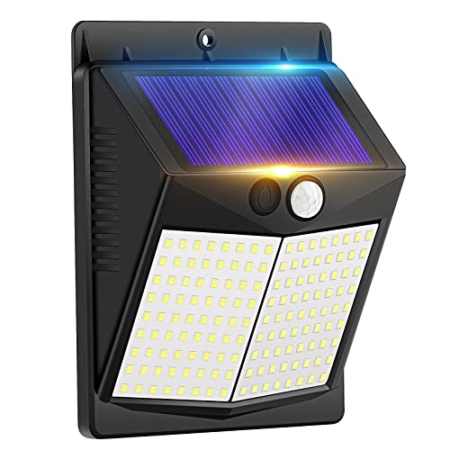 Security Lights Outdoor Motion Sensor - Solar Powered Outside Wall Lighting 144 LED Solar Light Garden Fence IP65 Waterproof External Sensor Solar Lights for Front Door Yard (1 Pack)            [Energy Class A+++]