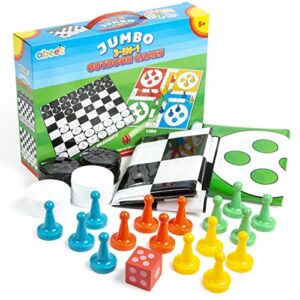 abeec Jumbo 3-In-1 Outdoor Games – Giant Board Games Collection For Kids 5+ - Includes Chess