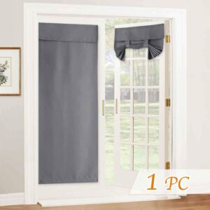 PONY DANCE Blackout Door Curtains Sticker Thermal Insulated French Door Blinds Privacy Room Darkening Curtains No Drilling Portable Tie Up Shades Window