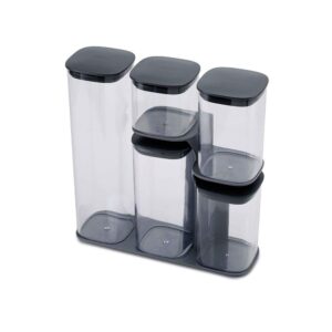 Joseph Joseph 81071 Podium 5-Piece Air Tight Kitchen Storage Jar Set with Stand