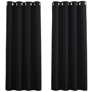 PONY DANCE Black Blackout Curtains - Soundproof Thermal Curtains for Bedroom 54 Drop Eyelet Top Small Window Curtain Halloween Decoration for Kitchen