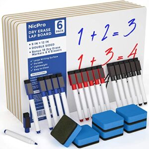 Nicpro 6 Pack Dry Erase Mini Whiteboard A4