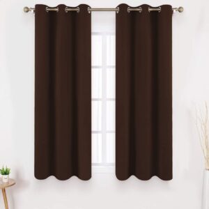 HOMEIDEAS Chocolate Blackout Curtains 42 X 63 Inch Set of 2 Panels Brown Room Darkening Bedroom Curtains