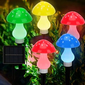 AcaJoe Set of 8 Multi-Color Mushroom Solar Lights Outdoor Waterproof Garden Lights 8 Lighting Modes Outside Decoration for Pathway Landscape Yard Easter Pathway Halloween Xmas            [Energy Class A+++]