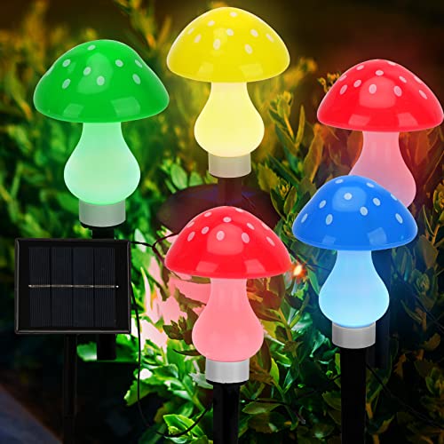 AcaJoe Set of 8 Multi-Color Mushroom Solar Lights Outdoor Waterproof Garden Lights 8 Lighting Modes Outside Decoration for Pathway Landscape Yard Easter Pathway Halloween Xmas            [Energy Class A+++]
