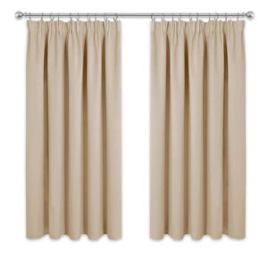 PONY DANCE Bedroom Window Curtains - Short Pencil Pleat Curtain Drapes for Bay Window Thermal Drapery for Noise Reducing/Room Darkening/Privacy Protect
