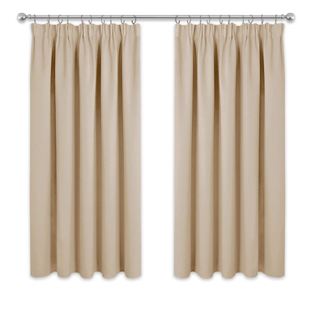 PONY DANCE Bedroom Window Curtains - Short Pencil Pleat Curtain Drapes for Bay Window Thermal Drapery for Noise Reducing/Room Darkening/Privacy Protect