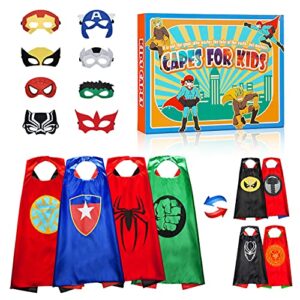 Gralal 4pcs Double-sided Superhero Capes 8 Masks for Kids-Party Costumes Gifts & Kids Toys