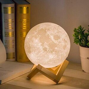 Methun 3D Moon Lamp with 5.9 Inch Wooden Base - LED Night Light