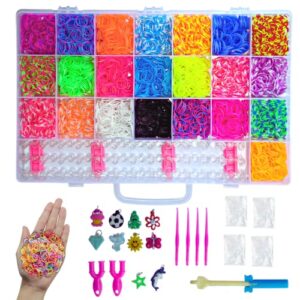 Craftsist Aura Colorful Rubber Loom Bands Refill Set Includes Premium Quality Loom Bands Kit in 22 Unique Colors with Other Accessories and Durable Storage Box (4400)