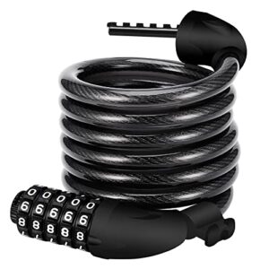 REHKITTZ Bike Lock Bicycle Locker Combination 5 Digit 120cm/12mm Long Cycle Cable Locks Bikes Chain High Security for E-Bike Mountain Bike Outdoor Ski Gate Accessories