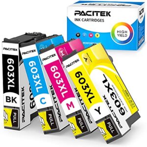 PACITEK 603XL Ink Cartridges Replacement for Epson 603 XL Ink for Use with Epson Workforce WF-2830 WF-2830DWF WF2830 WF2850 WF2835