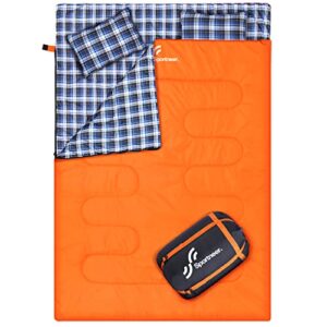 Sleeping Bag for Adults: Sportneer Double Sleeping Bags with 2 Pillows for 3 seasons