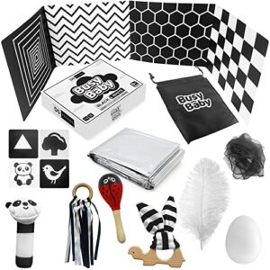DS Brands Black and White Sensory Toys for Babies- Baby Sensory Toys 0-6 Months with Ribbon Ring