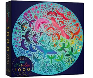 Elena Essex Jigsaw Puzzles for Adults 1000 - Bird Paradise | Christmas Puzzle Presents for Women | Puzzles for Adults | Bird Rainbow Gradient Puzzle | Round Puzzles Diameter 68cm