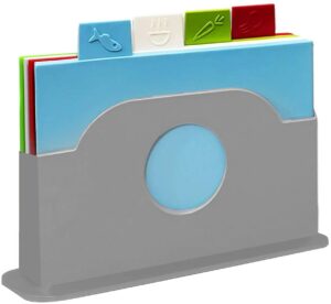 Ameha Chopping Board Sets – 4Pcs Extra Thick Colour Coded Chopping Boards Plastic with Stand – Premium Quality Durable PP – Easy to Clean and Knife-Friendly – Prevents Food Cross Contamination…