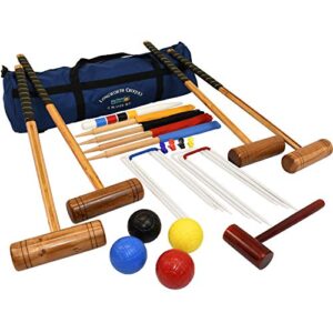 Big Game Hunters Longworth Croquet Set - 4 Player UPGRADED Full Sized Adult Set in a Canvas Storage Bag from