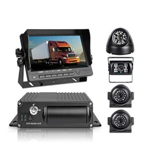MDVR Kit 4 Channel 1080P 512GB Mobile DVR Vehicle Car Video Recorder G-Sensor with Night Vision Waterproof Front Side Rear View Camera 7 inch VGA Monitor for Truck School Bus RVS Motorhome
