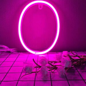 ENUOLI LED Neon Letter Sign Pink Night Lights Light up Words Sign Gift Alphabet Neon Wall Decorative Lighting Neon Word Signs for Wedding Birthday Party Christmas Home Bar Club (O)