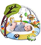 Lupantte 7 in 1 Baby Play Gym Mat, 2 Replaceable Washable Mat for Infant, Baby Activity Play Mat ...