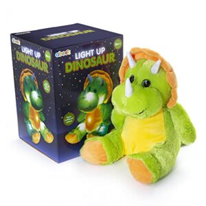 abeec Light Up Dinosaur - Dinosaur Night Light for Kids - Dinosaur Teddy Bear with Body that Glows 6 Colours - LED Light Up Teddy for Kids Aged 18 Months+