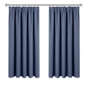 PONY DANCE Bedroom Blackout Curtains - 46 x 54 inch Drop Thermal Pencil Pleat Soundproof Curtains for Boy's Nursery Window Treatments for Living Room