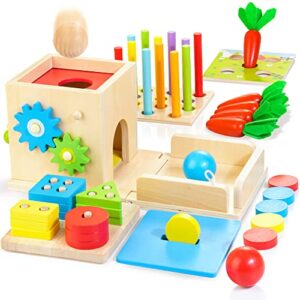 Kizfarm 8-in-1 Wooden Montessori Toys for 1 Year Old