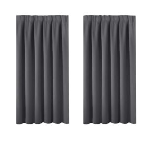 BellaHills Blackout Curtain Window Panel Drape Thermal Insulated Window Covering Room Darkening Pencil Pleat Top Drapery for Living Room 66 x 54 Inch Charcoal Grey 2 Panels