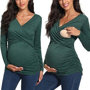 Love2Mi Maternity Nursing Shirt Short Sleeve V-Neck Breastfeeding T-Shirt Pregnancy