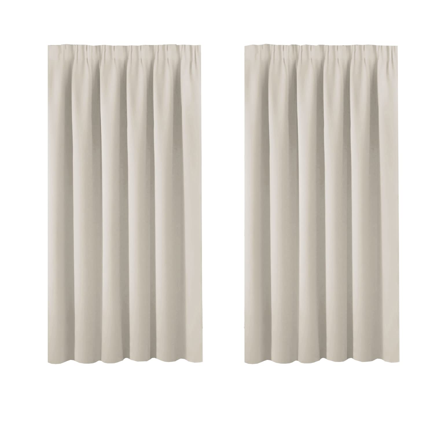 Bedroom Blackout Curtain and Drape - Window Treatment Thermal Insulated Solid Pencil Pleat Blackout Drapery for Bedroom 66 x 54 Inch Light Beige 2 Panels