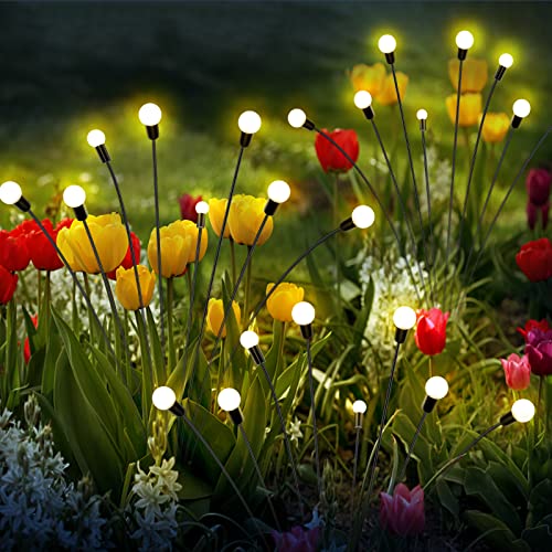 AcaJoe Firefly Solar Lights Outdoor 4 Pack 8 LED Light Bulbs Starburst Swaying Garden Lights in Wind-Bright Waterproof for Pathway Yard Patio Landscape Decorative Warm-White            [Energy Class A+++]