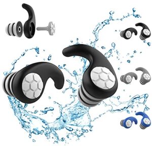 Waterproof Swimming Ear Plugs for Adults - 3 Pairs of Reusable Soft Silicone Swim Earplugs