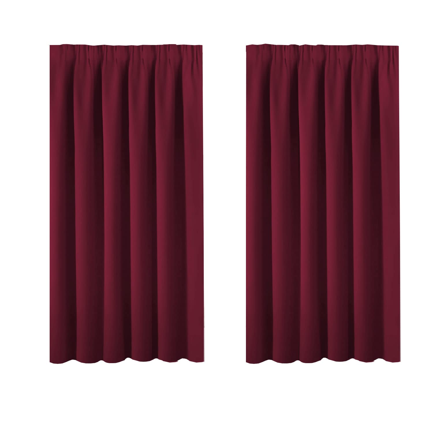 BellaHills Blackout Curtain - Pencil Pleat Room Darkening Privacy Protecting Window Treatment Blinds Noise Reducing & Baby's Good Sleep 46 x 54 Inch Burgundy Two Panels