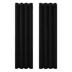 Deconovo Ring Top Curtains 52"x 63" Blackout Thermal Insulated Eyelet Curtains for Bedroom Black 1 PAIR