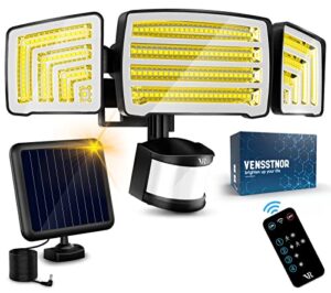 VENSSTNOR Solar Motion Sensor Flood Lights Outdoor - 4000LM 4 Lighting Modes