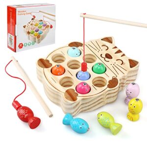 NEWSTYLE Wooden Magnetic Fishing Toy Motor Skill Preschool Montessori Educational Toy
