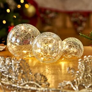 SA Products Fairy Lights – 3-Pack Crackled Glass Ball LED Fairy Lights – Battery Operated Room Lights with Warm White LEDs – LED Lights Orbs for Bedroom